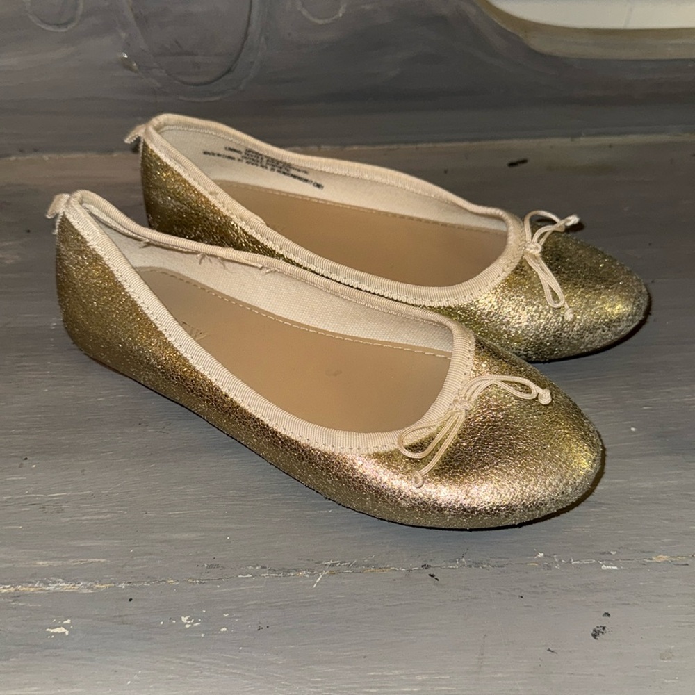 Girl's Gold Sparkle Crewcuts Ballet slippers size 1